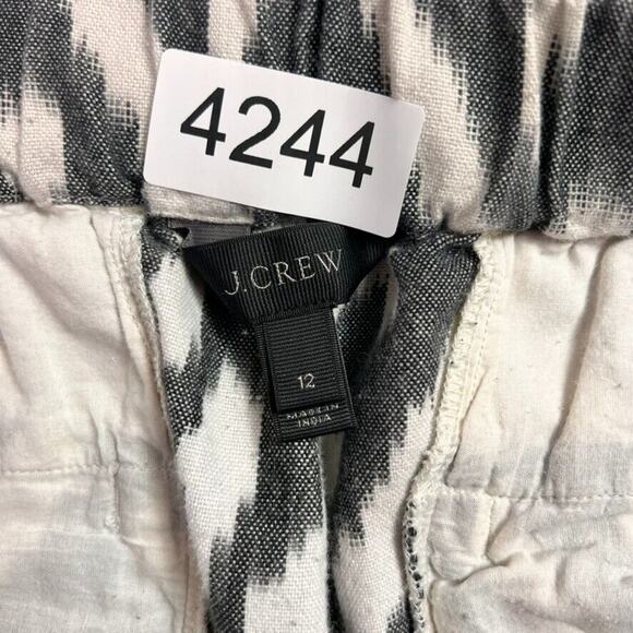 J. Crew Seaside Pants Women's in Ikat Size 12 Gray Cream Pull On Crop Capri PP85 - Picture 9 of 11